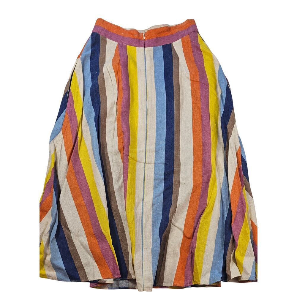 Gilli linen blend high rise maxi skirt with pockets bright colorful whimiscal S